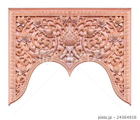 Pattern of flower carved on wood background 24364916