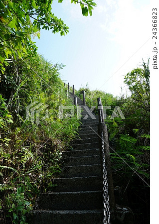 城山(伊江島タッチュー)頂上への階段。沖縄県伊江村 24366823