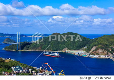 鍋冠山からの長崎港風景 女神大橋の眺め 鍋冠山からの長崎港風景 女神大橋の眺め 24367898