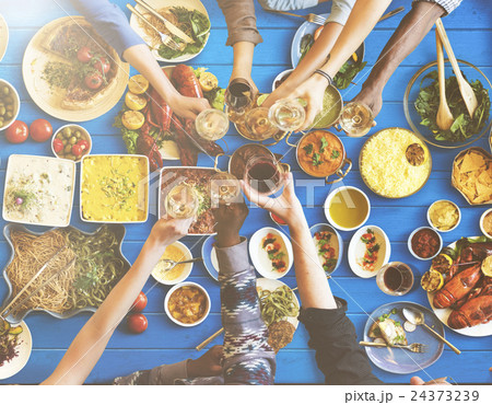 Friends Happiness Enjoying Dinning Eating Concept Friends Happiness Enjoying Dinning Eating Concept 24373239