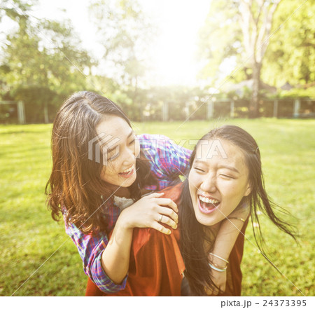 Sister Friendship Embracing Adorable Outside Concept 24373395