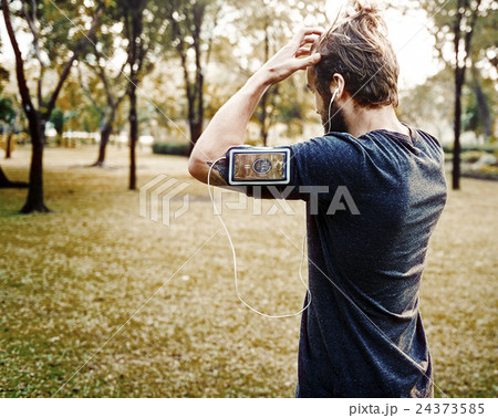 Sportman Athlete Exercise Healthy Lifestyle Park Concept 24373585