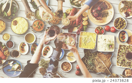 Friends Happiness Enjoying Dinning Eating Concept Friends Happiness Enjoying Dinning Eating Concept 24373628