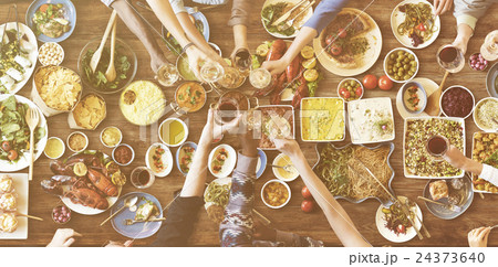 Friends Happiness Enjoying Dinning Eating Concept 24373640