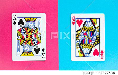 トランプ ゲーム キング クィーン カードの写真素材