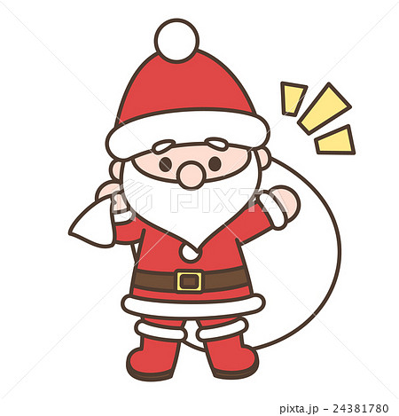 デフォルメサンタクロースイラスト 片手を上げる クリスマス素材 白背景 背景透過 ベクターのイラスト素材 24381780 Pixta