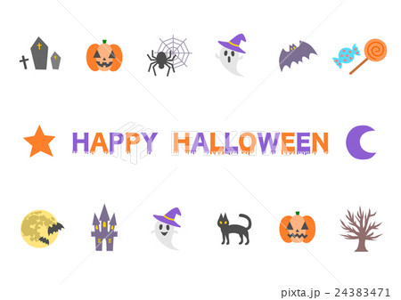 ハロウィン イラスト ロゴ アイコン セット 24383471