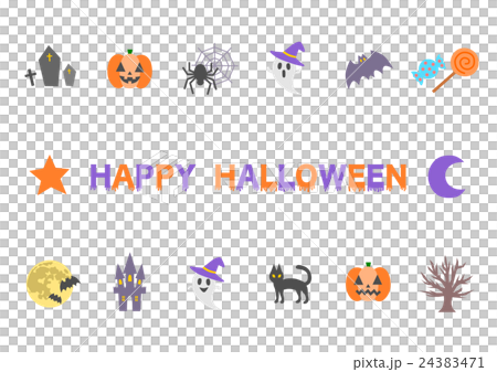 ハロウィン イラスト ロゴ アイコン セット 24383471
