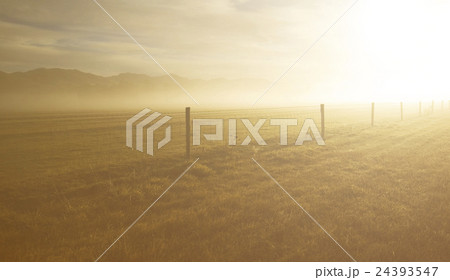 Shining Fog Livestock Pasture Ranch Remote Sun Concept 24393547