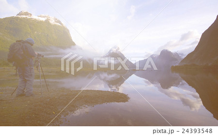 Foggy Mountain Lagoon Photograph Landscape Concept Foggy Mountain Lagoon Photograph Landscape Concept 24393548