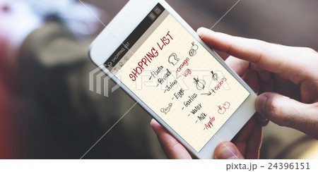 Shopping List Notes Groceries Refrigerated Concept 24396151