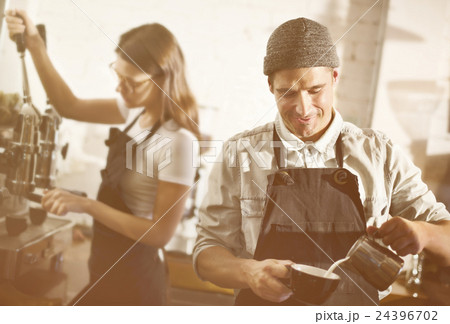 Barista Parepare Coffee Working Order Concept Barista Parepare Coffee Working Order Concept 24396702