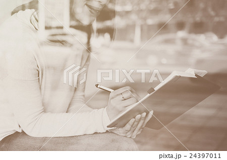 Asian Lady Writing Notebook Diary Concept Asian Lady Writing Notebook Diary Concept 24397011