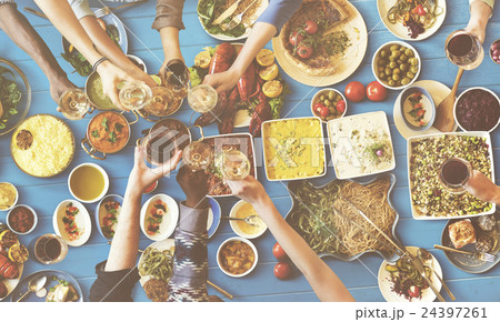 Friends Happiness Enjoying Dinning Eating Concept 24397261
