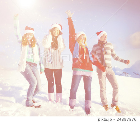 Friends Enjoyment Winter Holiday Christmas Concept 24397876