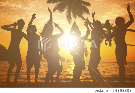 Silhouettes of People Partying Outdoors 24398808