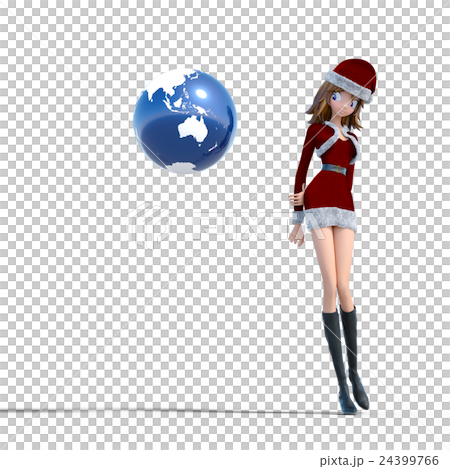 Santa Claus costume girl perming3DCG illustrations material Santa Claus costume girl perming3DCG illustrations material 24399766