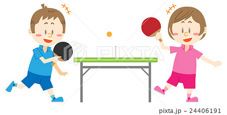 卓球をする子供のイラスト素材