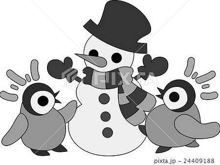 可愛い赤ちゃんペンギンとおしゃれな雪だるま 24409188