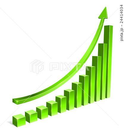 Green bar increasing graph with arrow template. 24414034