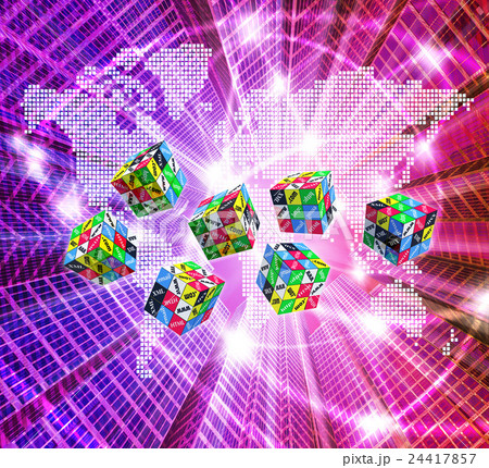 インターネットと世界地図ルービックキューブ 24417857