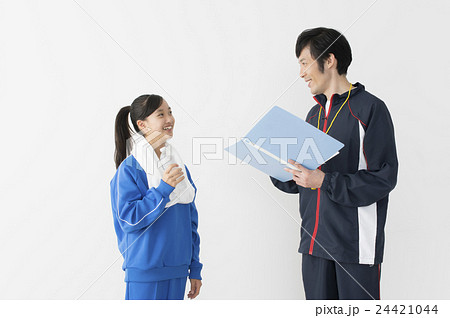 Junior High School Student And Club Advisor Stock Photo