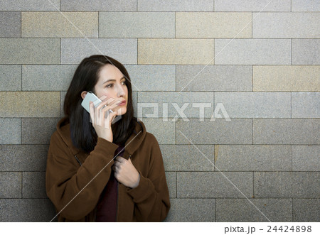 Girl Hoodie Unhappy Phone Call Concept Girl Hoodie Unhappy Phone Call Concept 24424898