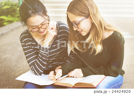 Women Talking Friendship Studying Brainstorming Concept 24424920
