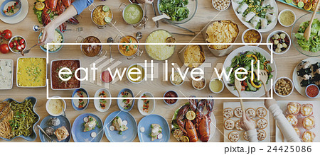 Eat Well Live Well Healthy Food Party Restaurant Concept 24425086