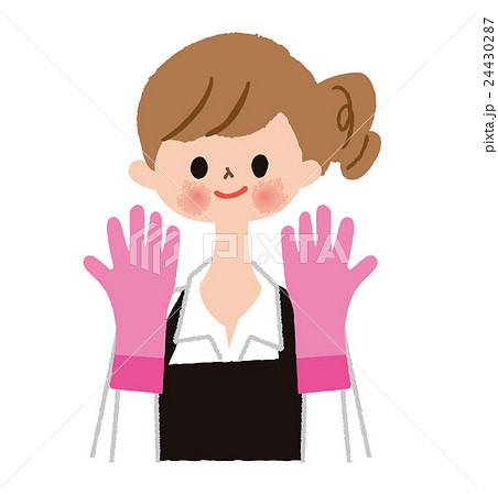 ゴム手袋をはめた女性のイラスト素材