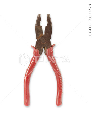Old and dirty pliers red on white background. Old and dirty pliers red on white background. 24433429