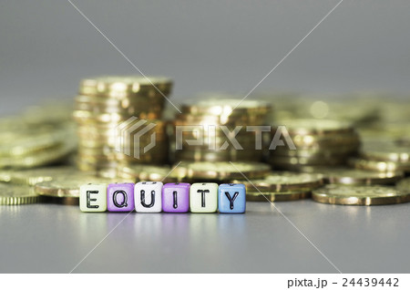 Equity text and gold coins 24439442