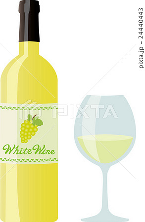 白ワインとワイングラスのイラスト素材