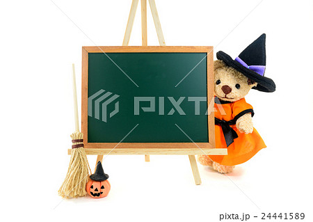 ハロウィンで仮装する女の子とブラック ハロウィンで仮装する女の子とブラック 24441589