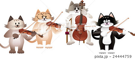 猫の弦楽四重奏団_a03のイラスト素材 [24444759] - PIXTA