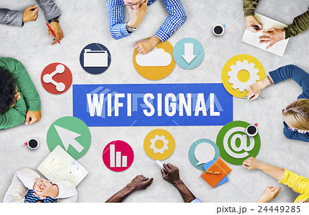 Wireless Signal Reception Mobility Graphic Concept Wireless Signal Reception Mobility Graphic Concept 24449285