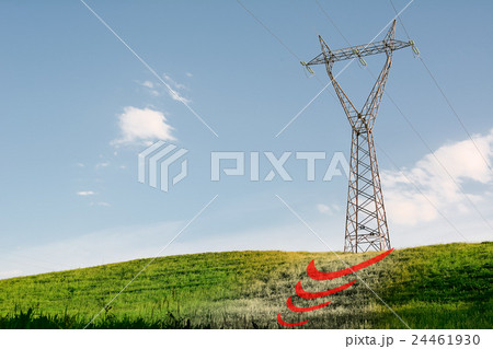 Elettromagnetic pollution of Pylon on green hill 24461930