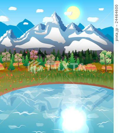 nature landscape forest mountains lake sun 24464600