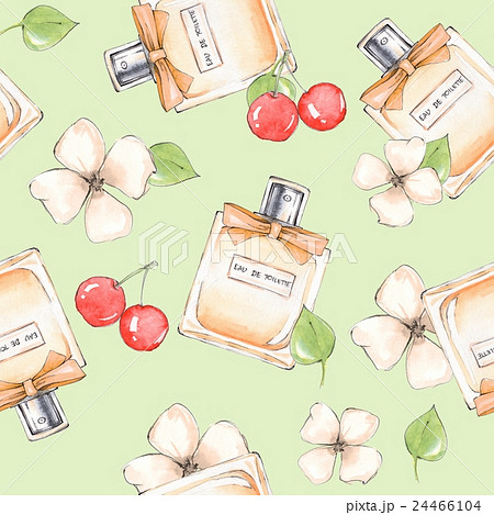 Bottle Of Perfume And Flowers Seamless Pattern 7 のイラスト素材