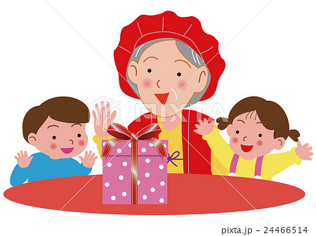 還暦を祝う祖母と子供たち   24466514