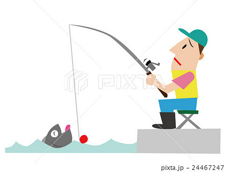 釣り 海釣り 釣り人 防波堤 投げ釣りのイラスト素材