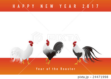 写実的な鶏イラストの 酉年 年賀状イラストのイラスト素材