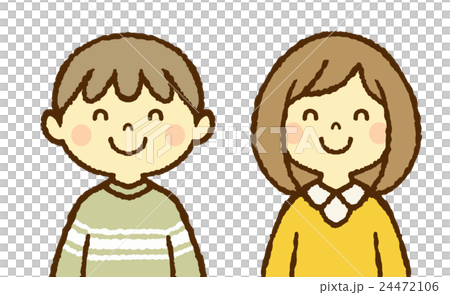 小学生 男の子 女の子 微笑むのイラスト素材