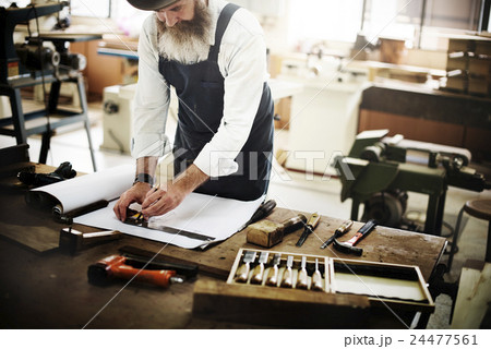 Carpenter Craftmanship Carpentry Handicraft Wooden Workshop Concept 24477561