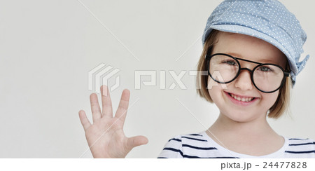 Cute Little Girl Smiling Fun Happiness Retro Concept 24477828