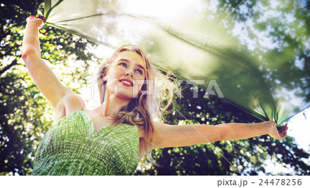 Woman Cheerful Happiness Freedom Carefree Nature Park Concept Woman Cheerful Happiness Freedom Carefree Nature Park Concept 24478256