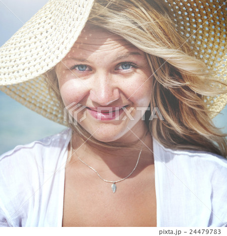 Woman Portrait Smiling Sea Beach Concept 24479783