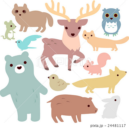 森の動物のイラストセットのイラスト素材 24481117 Pixta