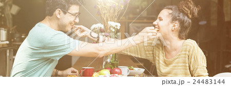 Couple Eating Food Feeding Sweet Concept 24483144