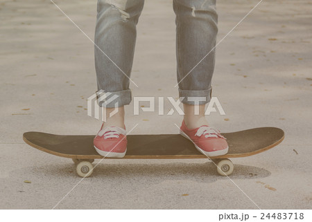 Skateboard Concrete Enjoy Jeans Exercise Play Concept 24483718